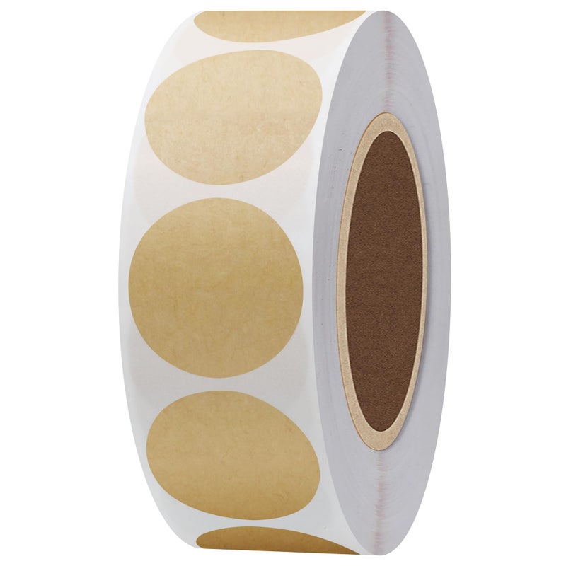 Hybsk 1 inch Round Color Coding Dot Labels Envelope Seals Writable Light Kraft 1000 Stickers Per Roll (Kraft) - Image 1